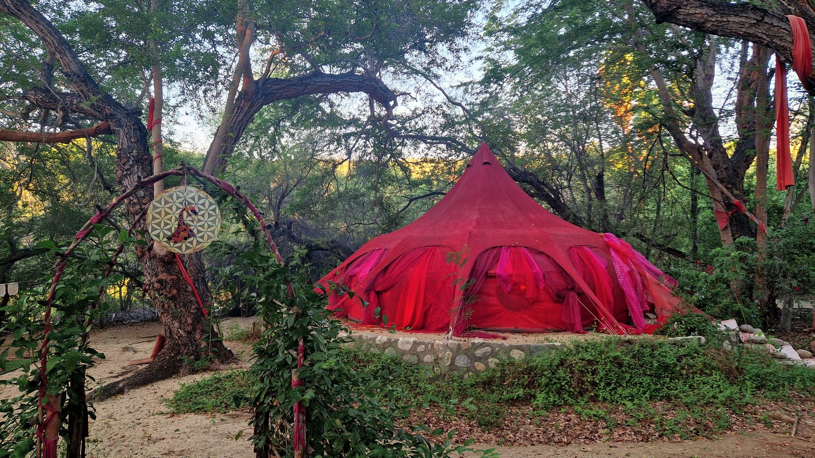 The Red Tent at dusk